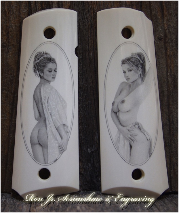 Ron Jr. Scrimshaw, nude, 1911 grips, sexy ass, babe, big breasts